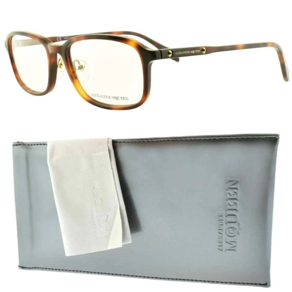 Alexander Mcqueen AM 01680A 002 Tortoiseshell Rectangle Full Rim Optical by Alexander McQueen