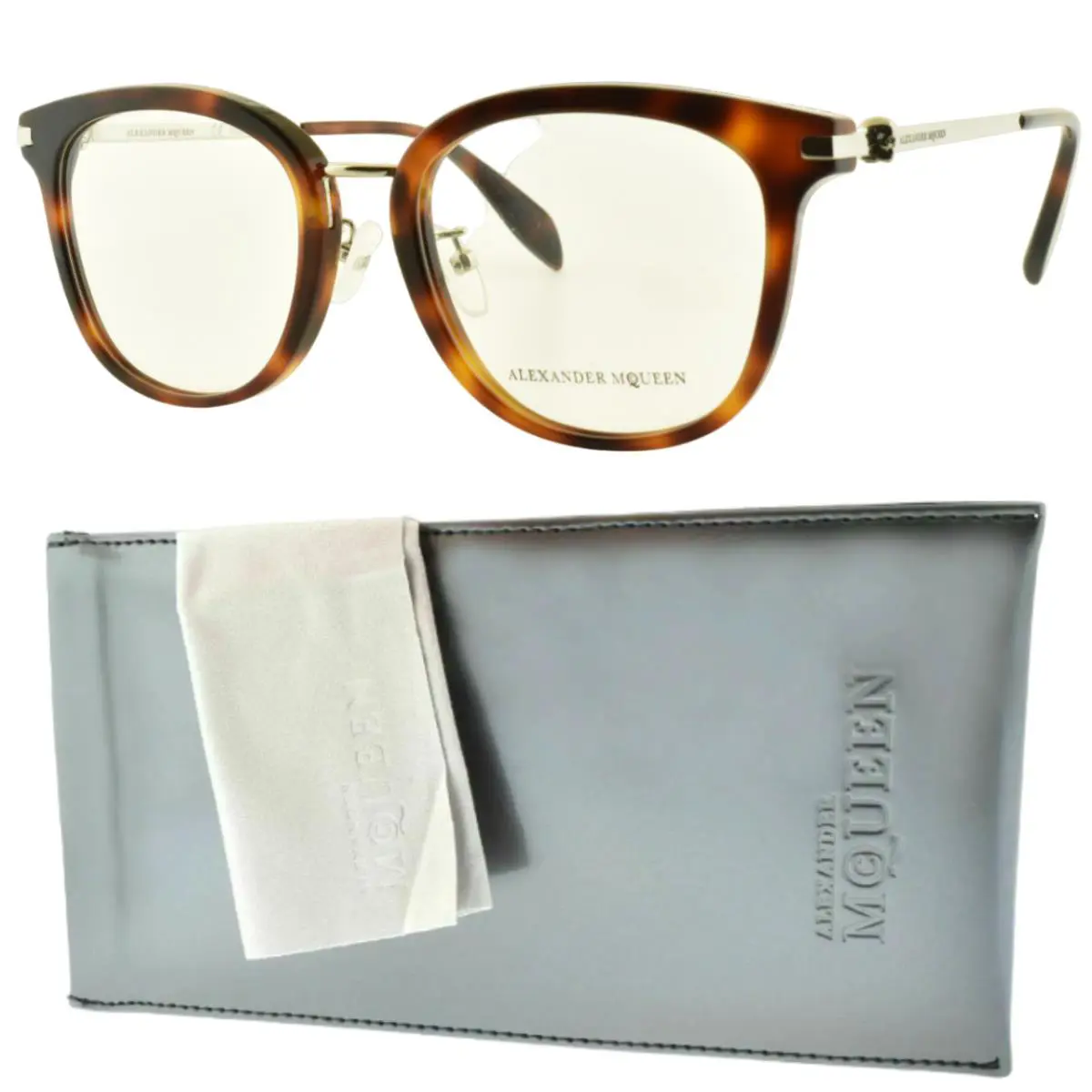 Alexander Mcqueen AM 0176O 002 Tortoiseshell Square Full Rim Women Optical