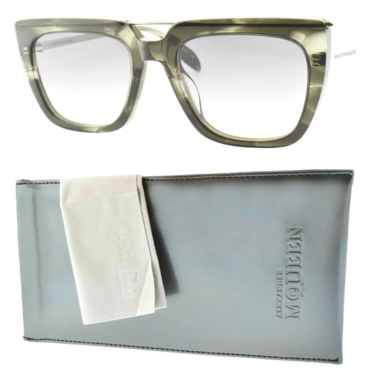 Alexander Mcqueen AM 0169S 004 Grey Pilot Full Rim Unisex Sunglasses