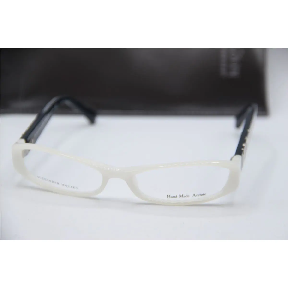 Alexander Mcqueen Amq 4118 1JV Pearl White Navy Eyeglasses W/case 53-15