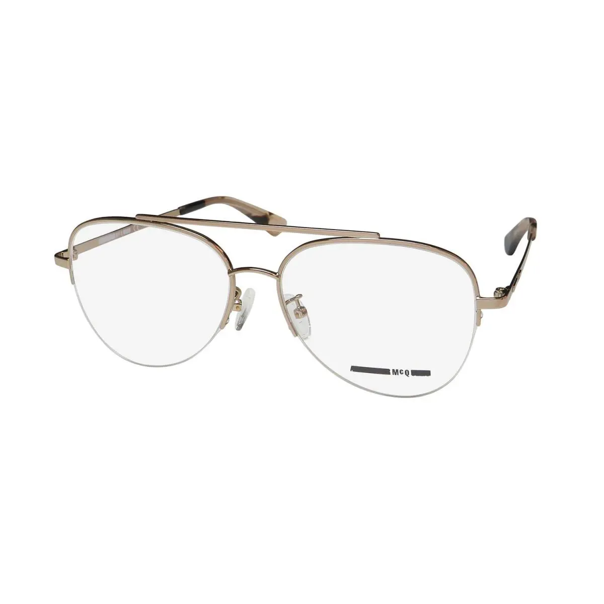 Alexander Mcqueen MQ0166OA Eyeglasses Unisex 55-15-145 002 Half-rim Pilot