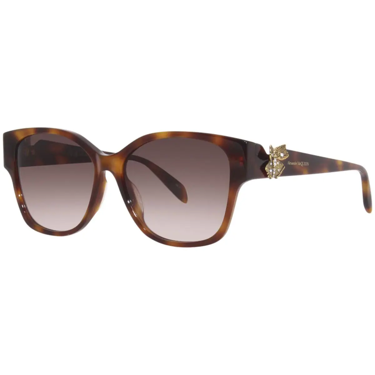 Alexander Mcqueen AM0370S Women`s 002 Sunglasses Havana/brown Gradient Lens 56mm by Alexander McQueen