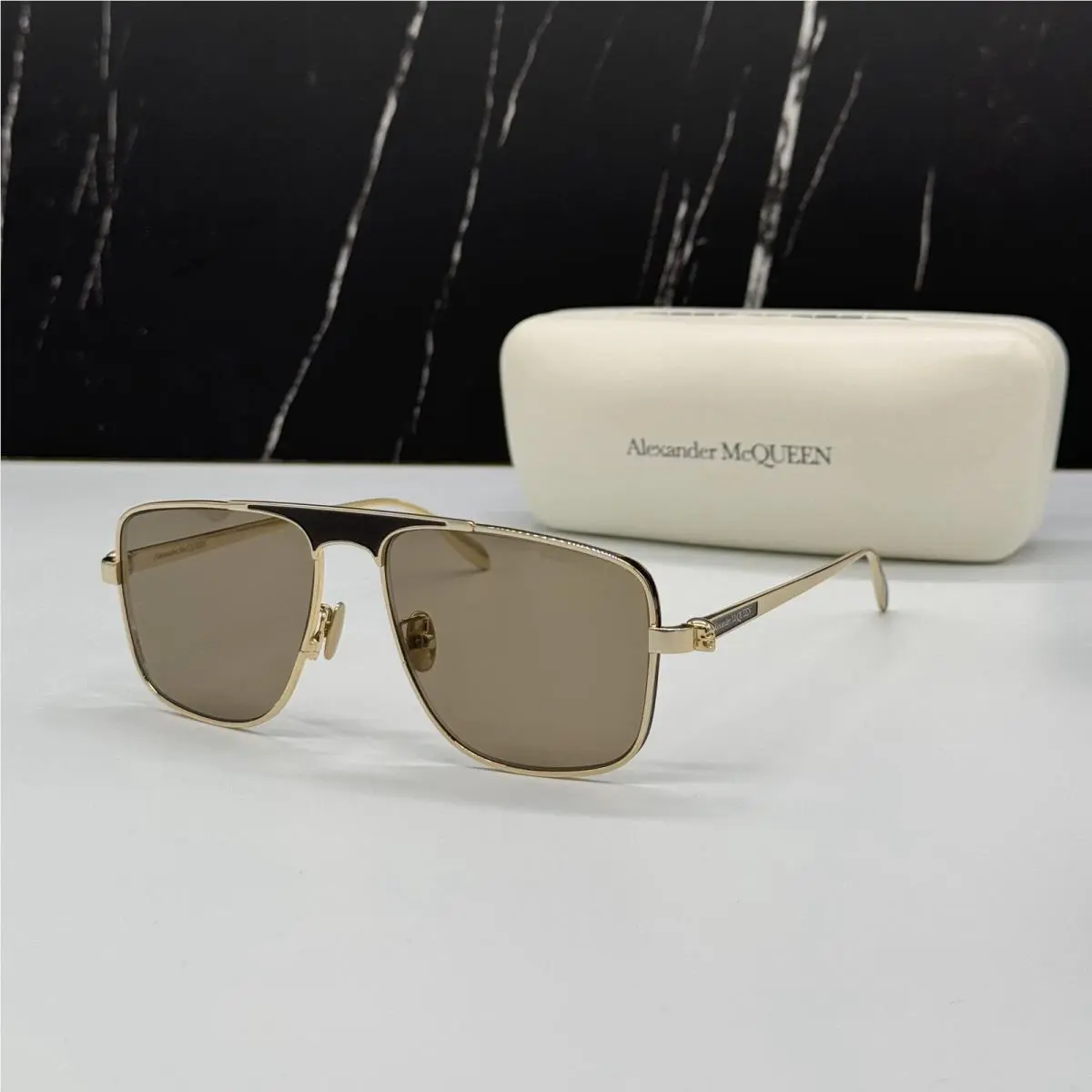 Alexander Mcqueen AM0200S 002 Pilot Frame Sunglasses Alexander Mcqueen