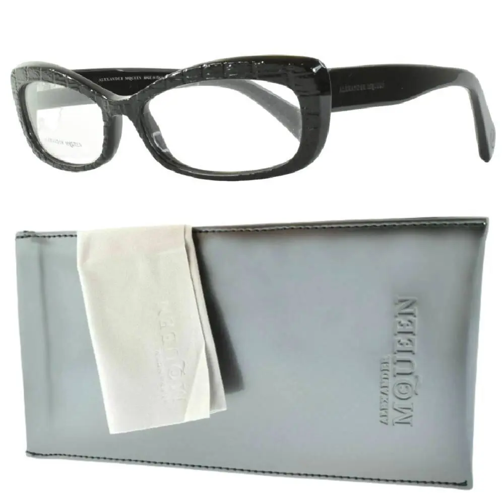 Alexander Mcqueen Amq 4203 086 Woman Full Rim Rectangular Dark Havana Frame by Alexander McQueen