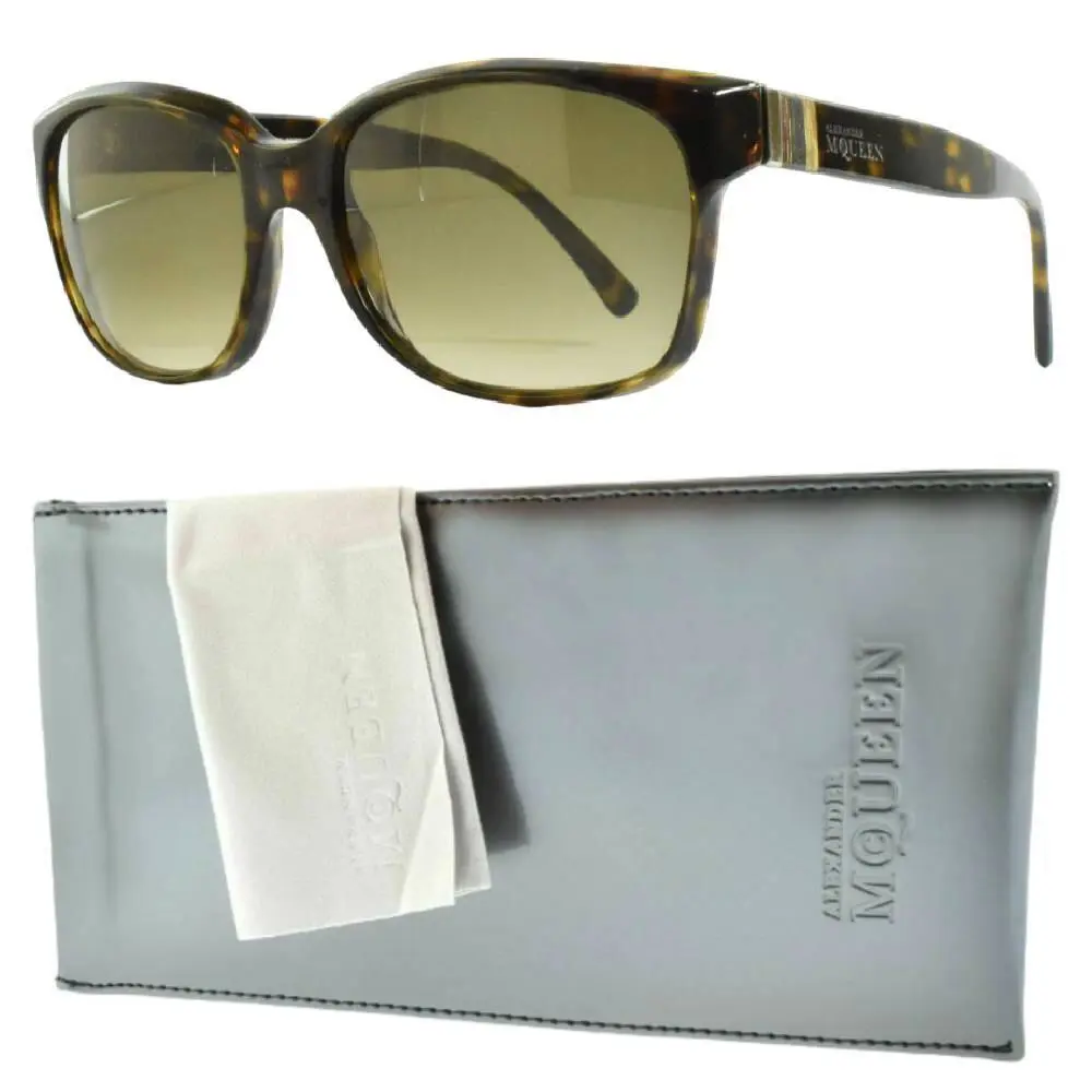 Alexander Mcqueen Amq 4168/S Womens Full Rim Square Dark Havana Sunglasses by Alexander McQueen