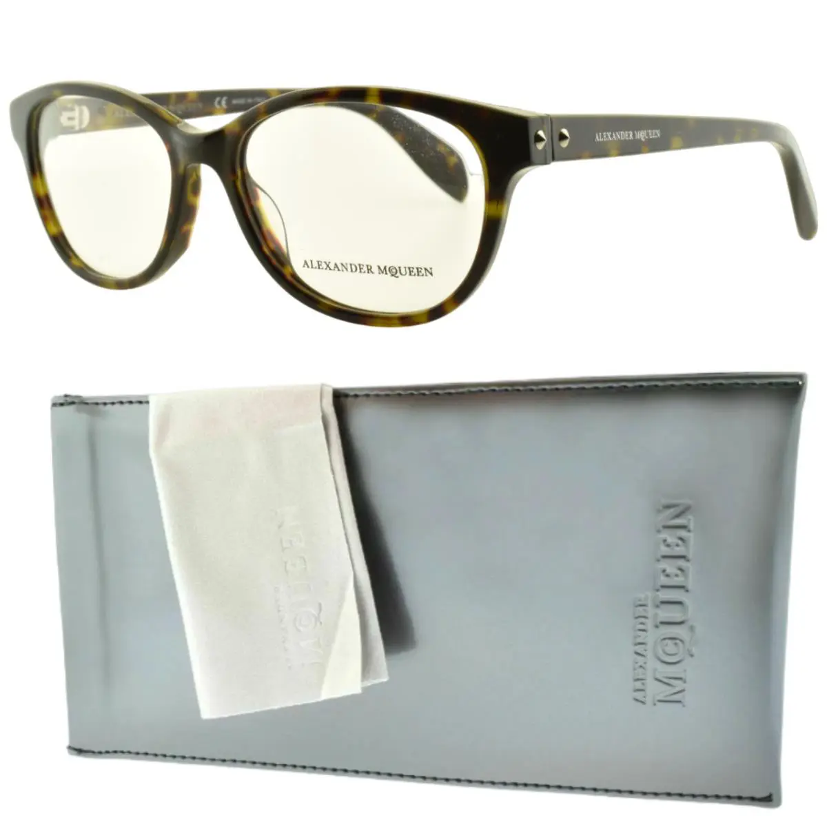 Alexander Mcqueen AM 0074O 002 Tortoiseshell Square Full Rim Women Optical by Alexander McQueen