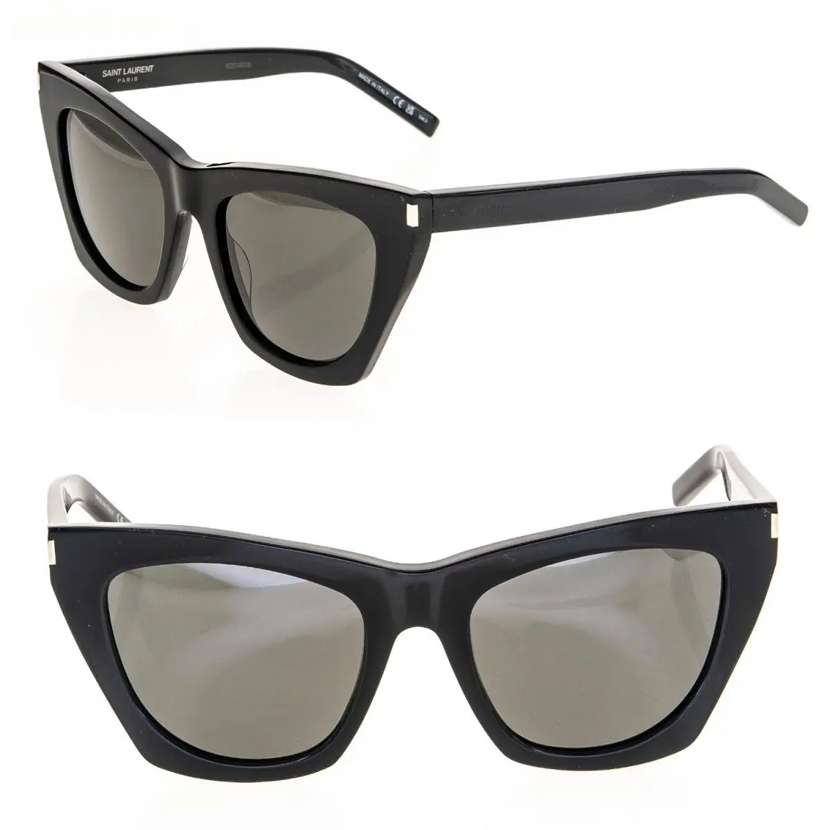 Saint Laurent Kate Ysl SL214 001 Black Gray Unisex Cat Eye Logo Sunglasses 214 by Yves Saint Laurent