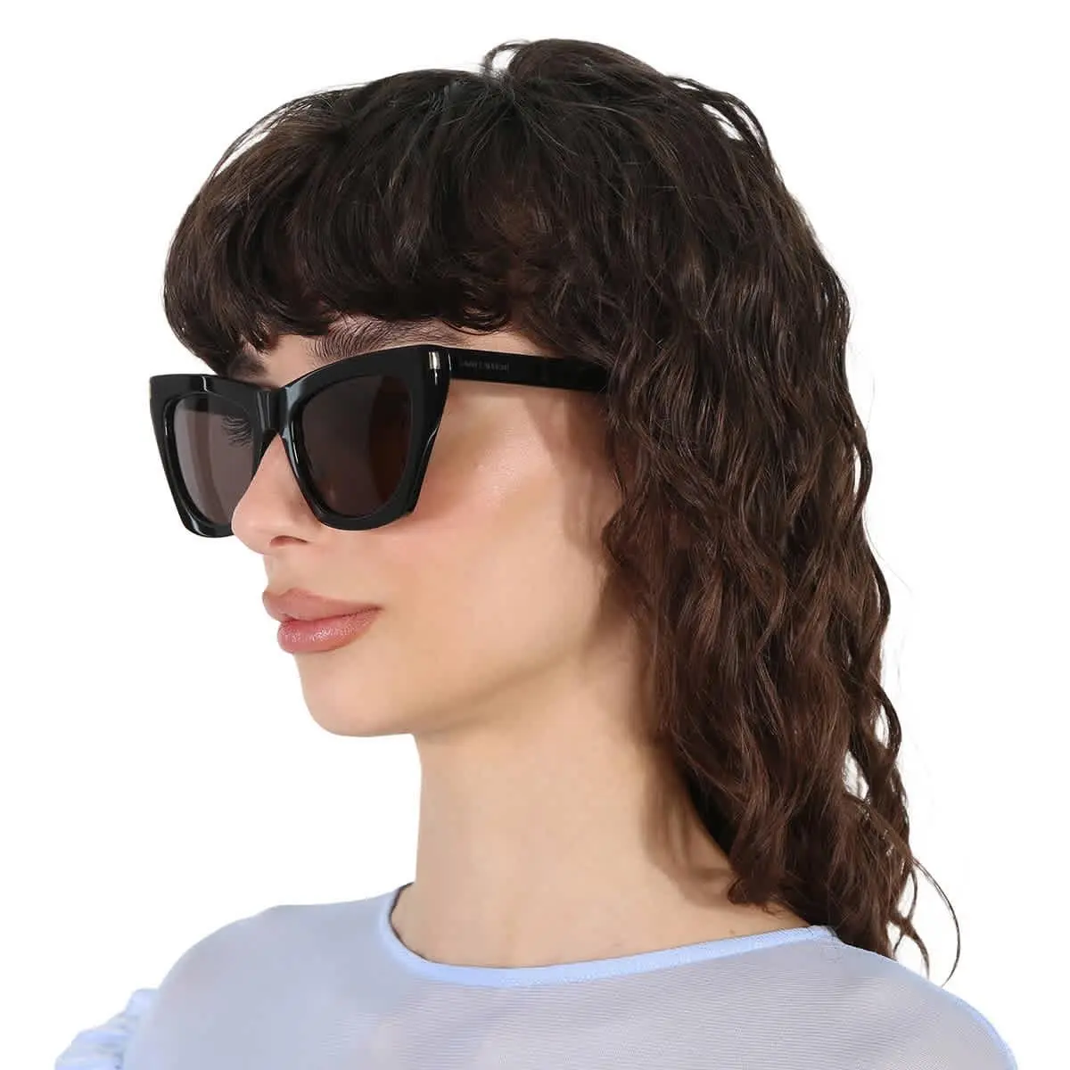 Saint Laurent Grey Cat Eye Ladies Sunglasses SL 214 Kate 001 55 SL 214 Kate 001 by Yves Saint Laurent