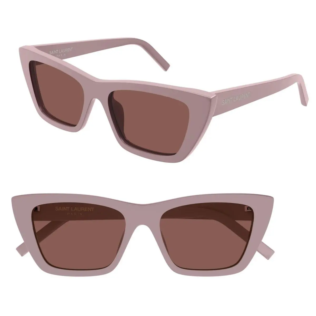 Saint Laurent SL276 Mica 058 55mm Rectangular Cat-eye Pink Brown Sunglasses by Yves Saint Laurent