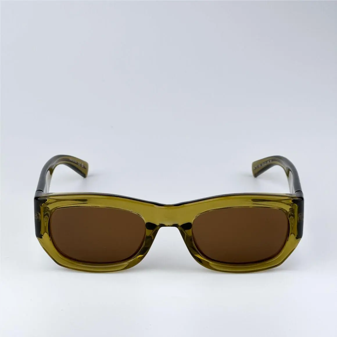Saint Laurent Men Sunglasses Clear Acid Green Brown Rectangle SL713 004