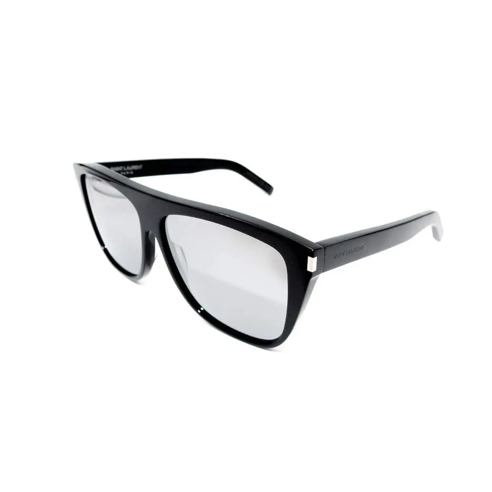 Saint Laurent Women`s Square 59mm Mirrored Sunglasses Black SL1-001 by Yves Saint Laurent