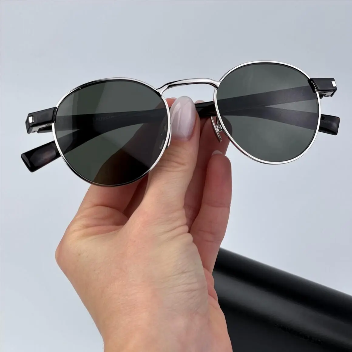 Saint Laurent Women Sunglasses Silver Havana Grey Oval SL707 001 by Yves Saint Laurent