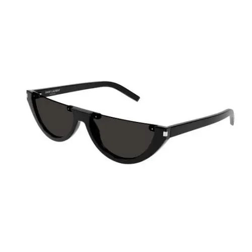 Saint Laurent SL 563 001 Black/black Semi Rimless Cat-eye Unisex Sunglasses - Frame: Black, Lens: Black