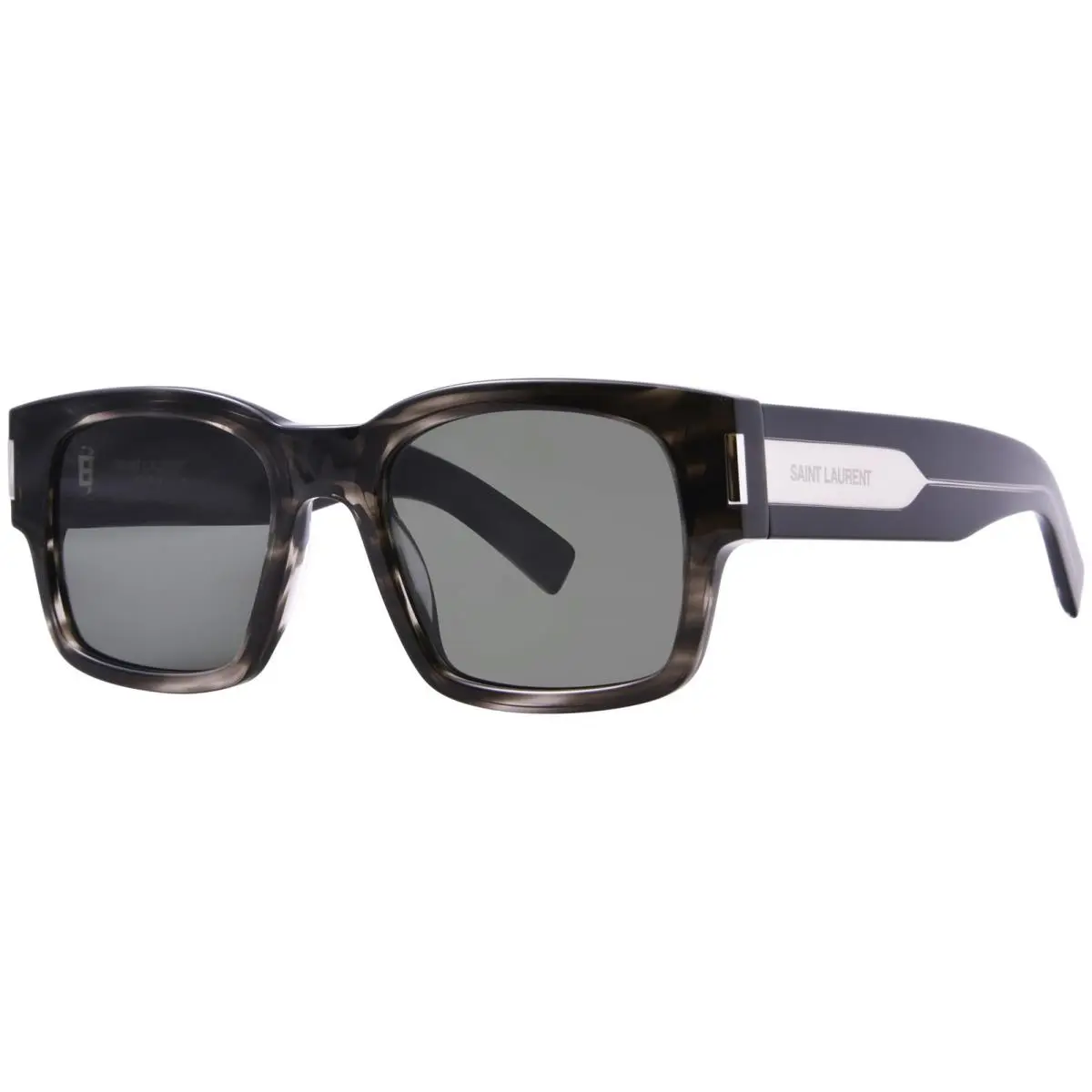 Saint Laurent SL-617 004 Sunglasses Men`s Havana/crystal/grey Square Shape 53mm by Yves Saint Laurent