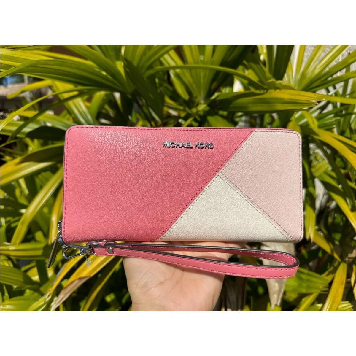 Michael Kors Jet Set Travel Large Continental Wallet Color-block Tea Rose Multi
