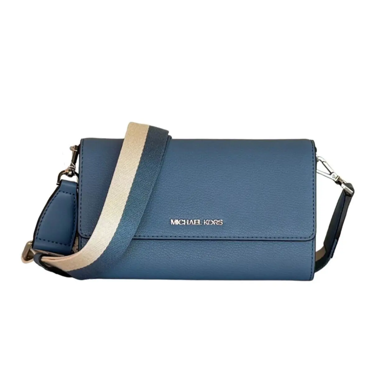 Michael Kors Jet Set Item Large Zip Around Wallet Crossbody Bag Denim