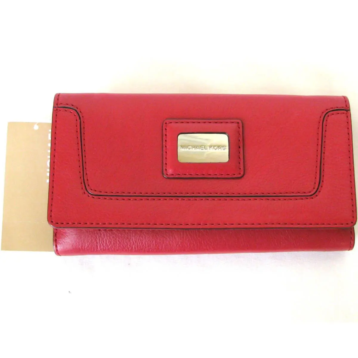 Michael Kors Brookville Red Leather Carry All Wallet Clutch