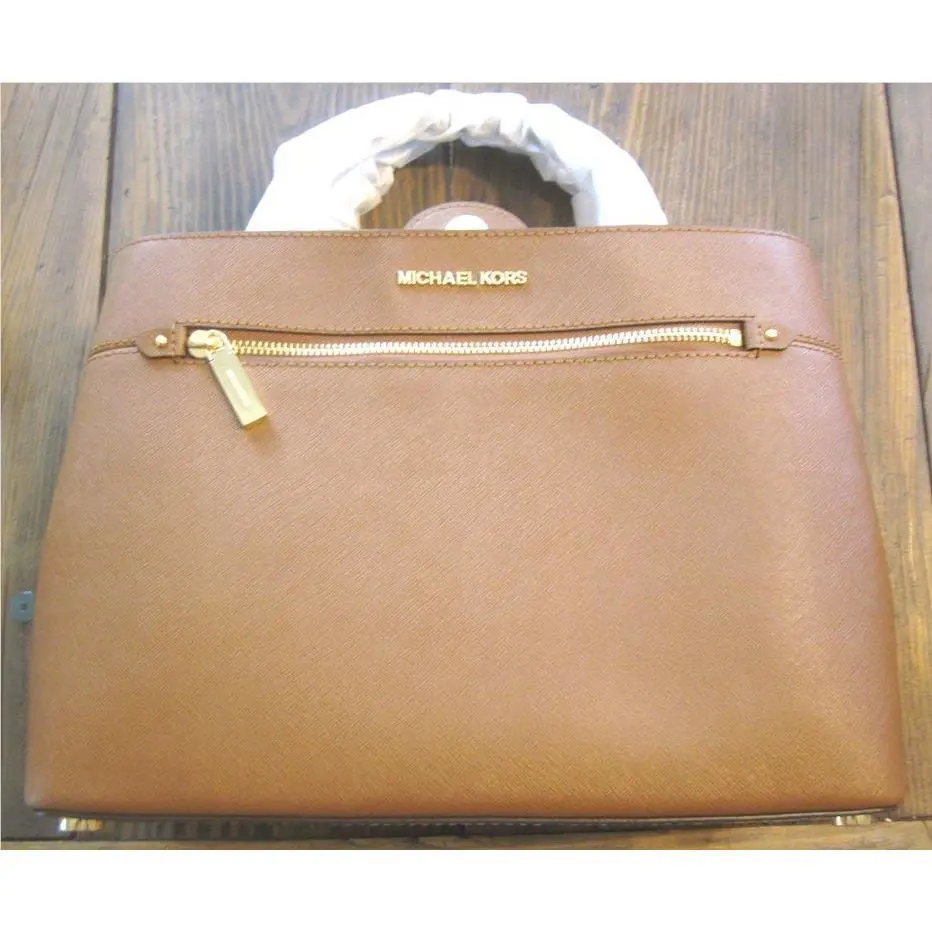 Michael Kors Hailee Brown Leather Satchel Handbag 35S8GX2S2L Purse