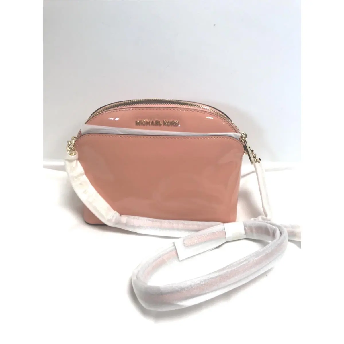 Michael Kors Peach Patent Leather Emmy Crossbody Bag