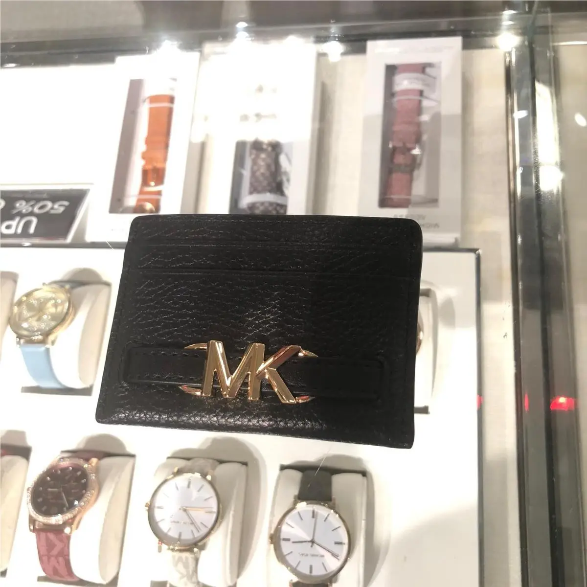 Michael Kors Reed Large Card Holder Wallet MK Signature Logo Black Leather