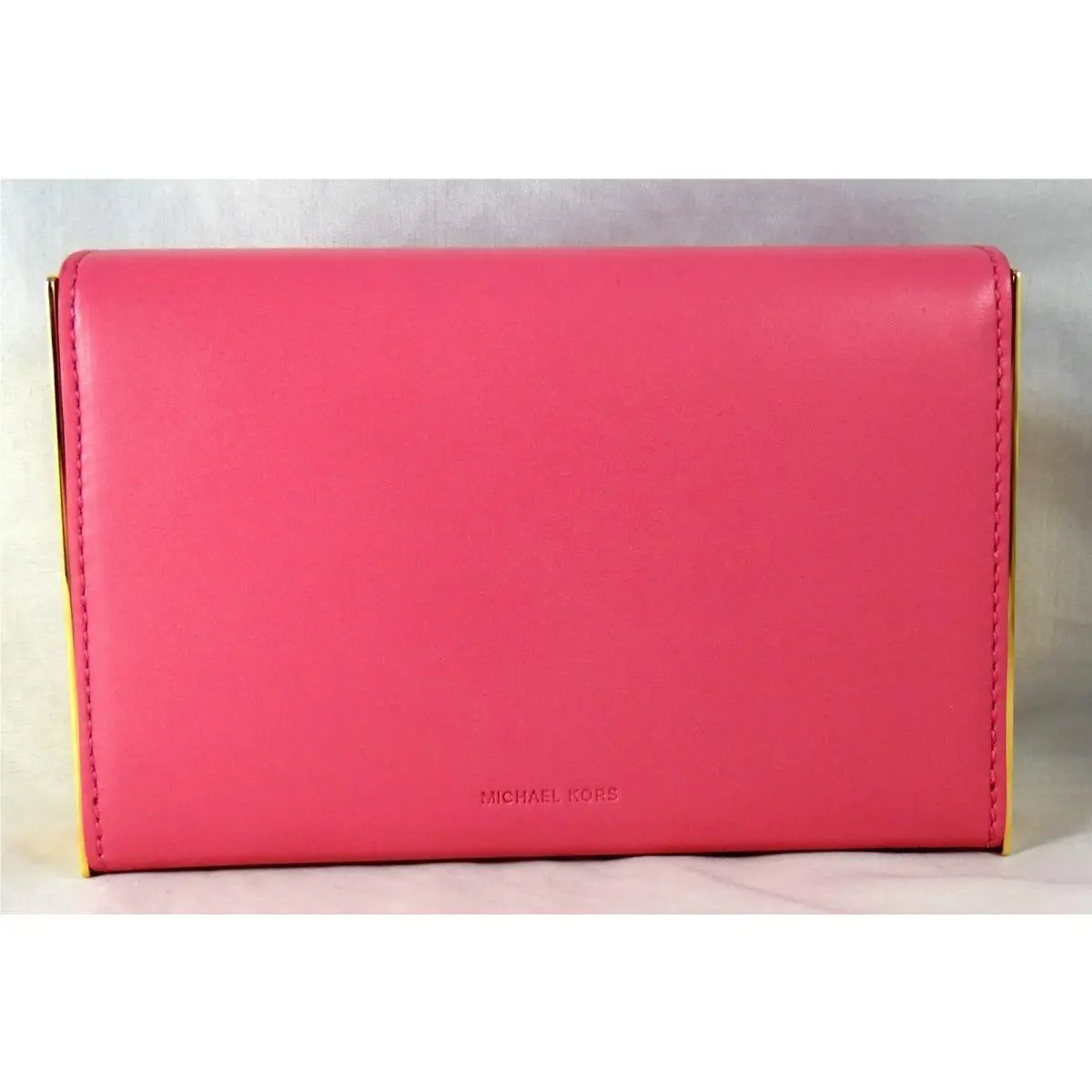 Michael Kors Collection Raquel Minauderie Pink Carnation Smooth Leather Clutch