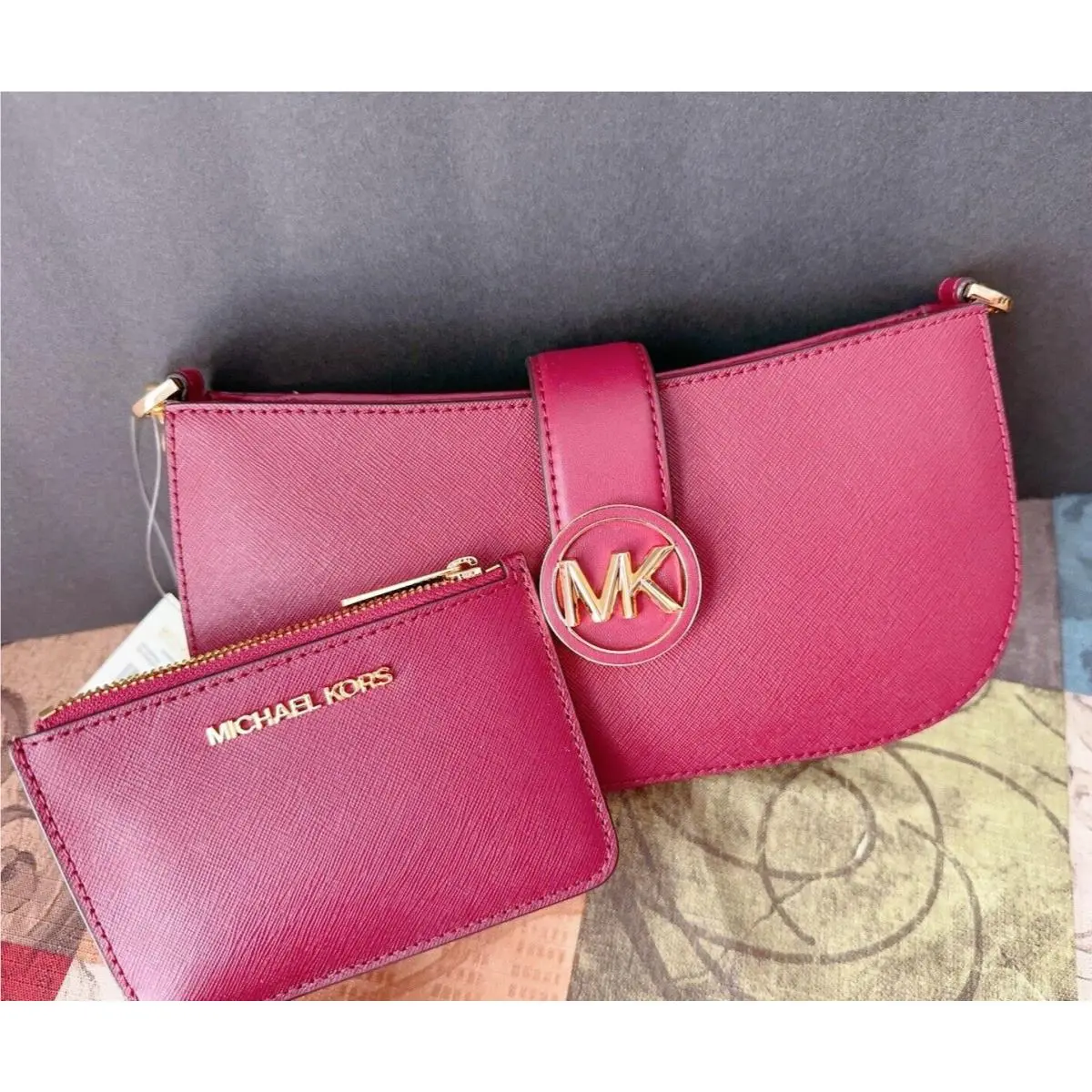 Carmen Small Shoulder Chain Bag + Wallet Set Mulberry by Michael Kors