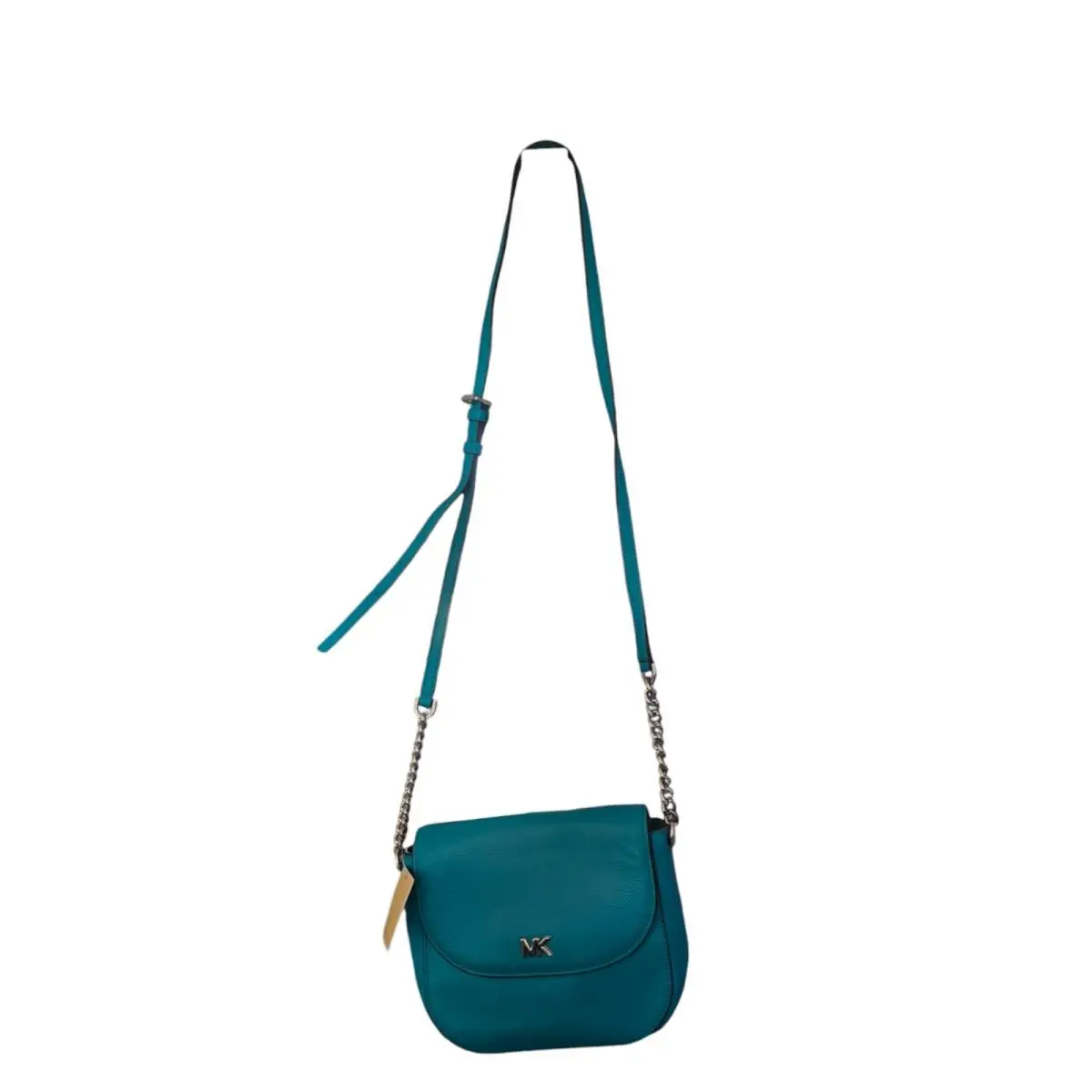 Michael Kors Half Dome Tile Blue Leather Pebble Crossbody Purse