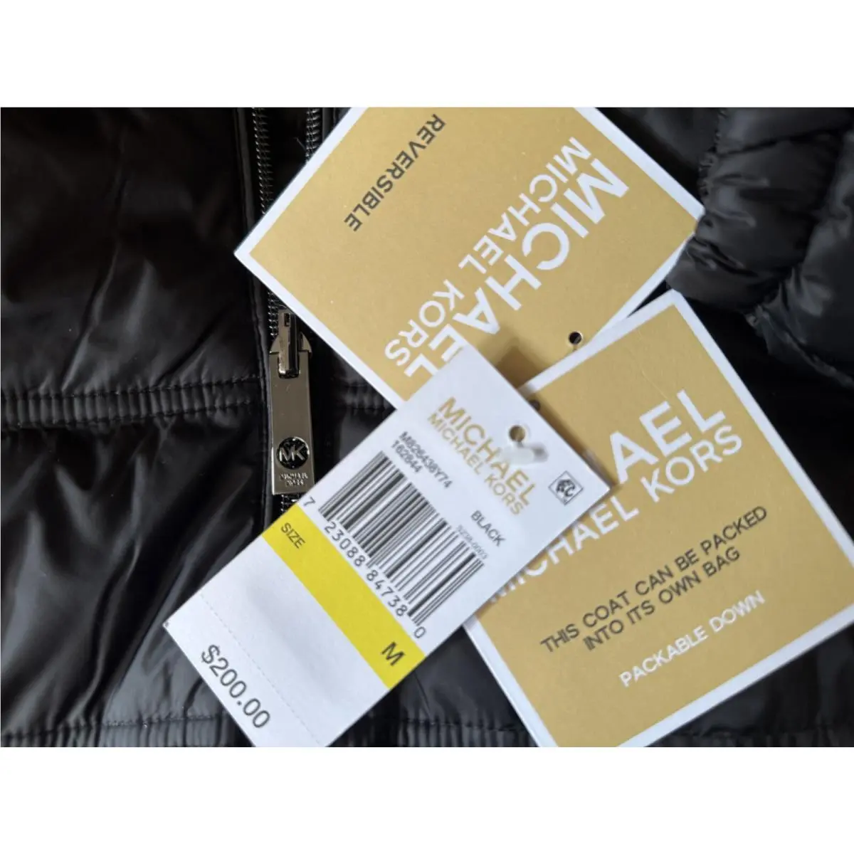 NWT$200 Michael Kors Trendy Packable Down Filled Coat Jacket with Own Bag Sz M