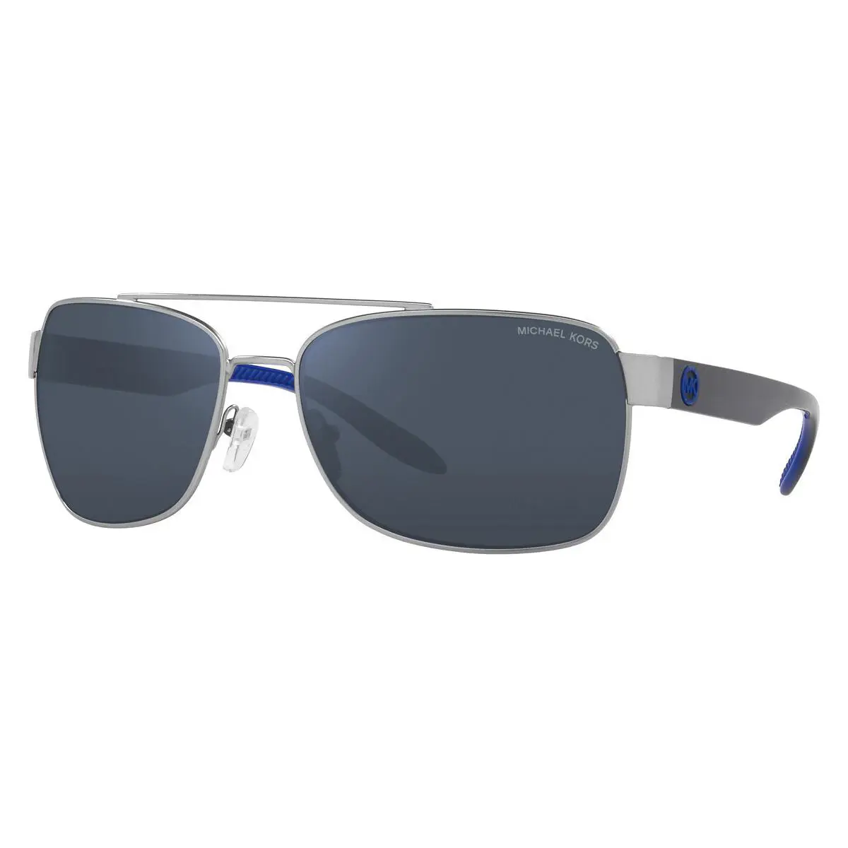 Michael Kors MK1094 123555 Malcom Matte Silver W/ Blue Mirror 65 MM