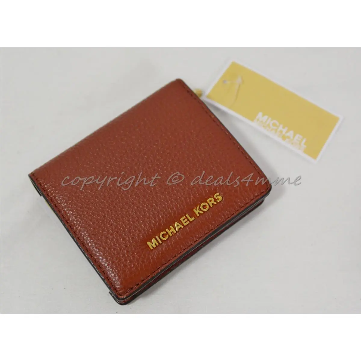 Michael Kors Bedford Carryall Card Case in Brick Color Pebbled Leather