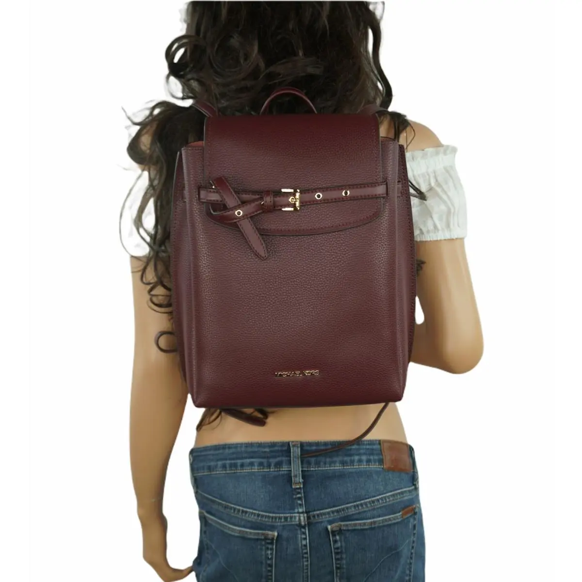 Michael Kors Emilia Medium Backpack Pebbled Leather Merlot