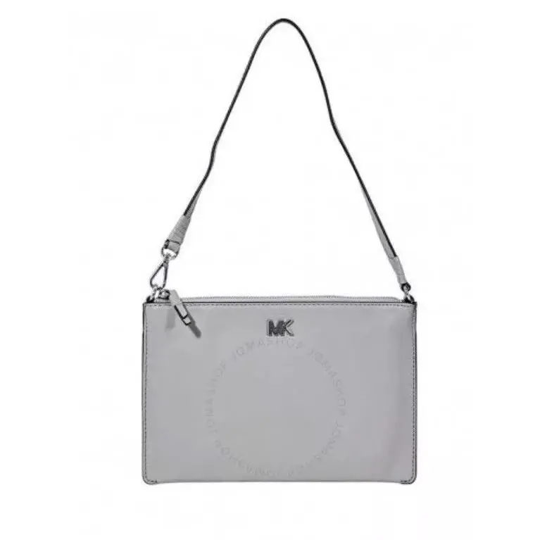 Michael Kors Medium Zip Pouch Clutch Wristlet Pearl Grey Leather