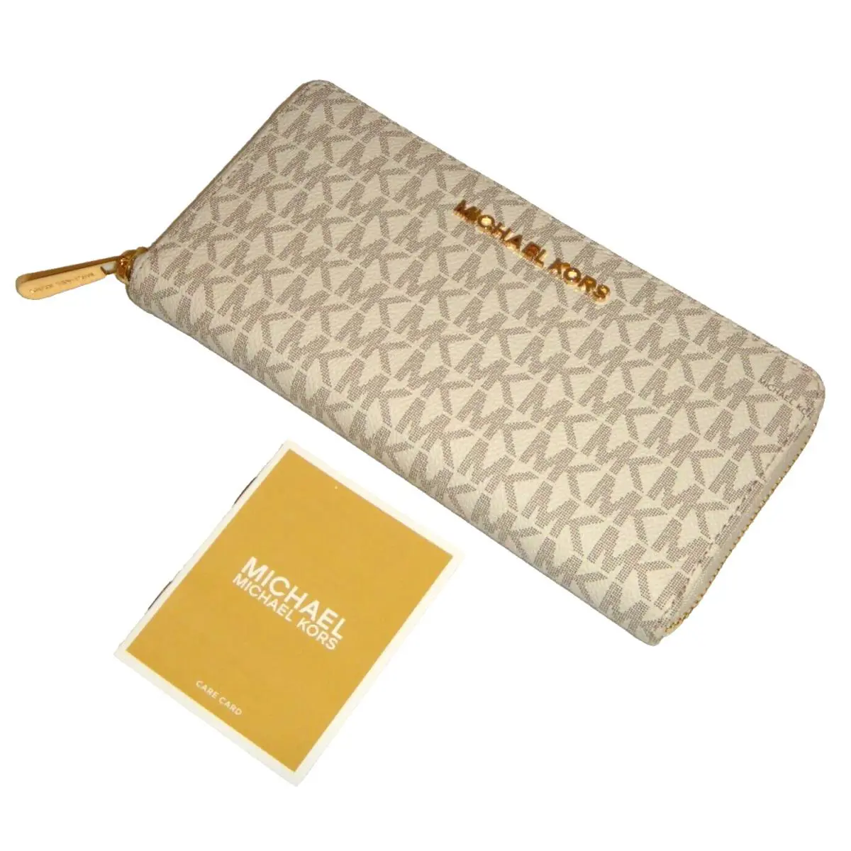 Michael Kors MK Signature Jet Set White Vanilla ZA Continental Wallet 38F9CTTZ7B