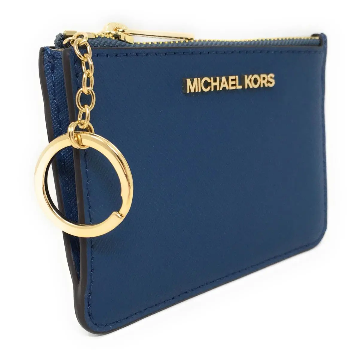 Michael Kors Jet Set Small Top Zip ID Leather Coin Pouch DK Chambray:
