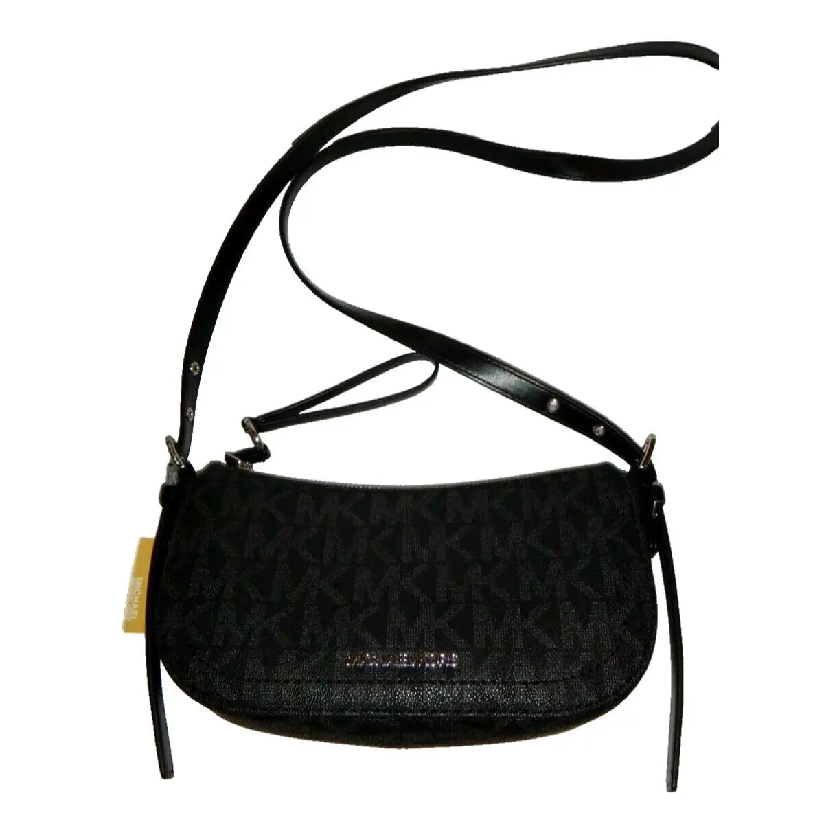 Michael Kors Camden Black MK Signature XS Pouchette Crossbody Zip Bag 38T1CCDU0B