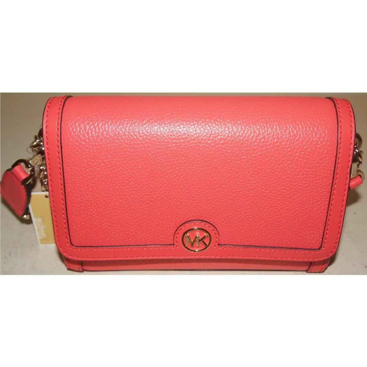 Michael Kors Freya Dahlia Chained Pebbled Leather Crossbody Bag