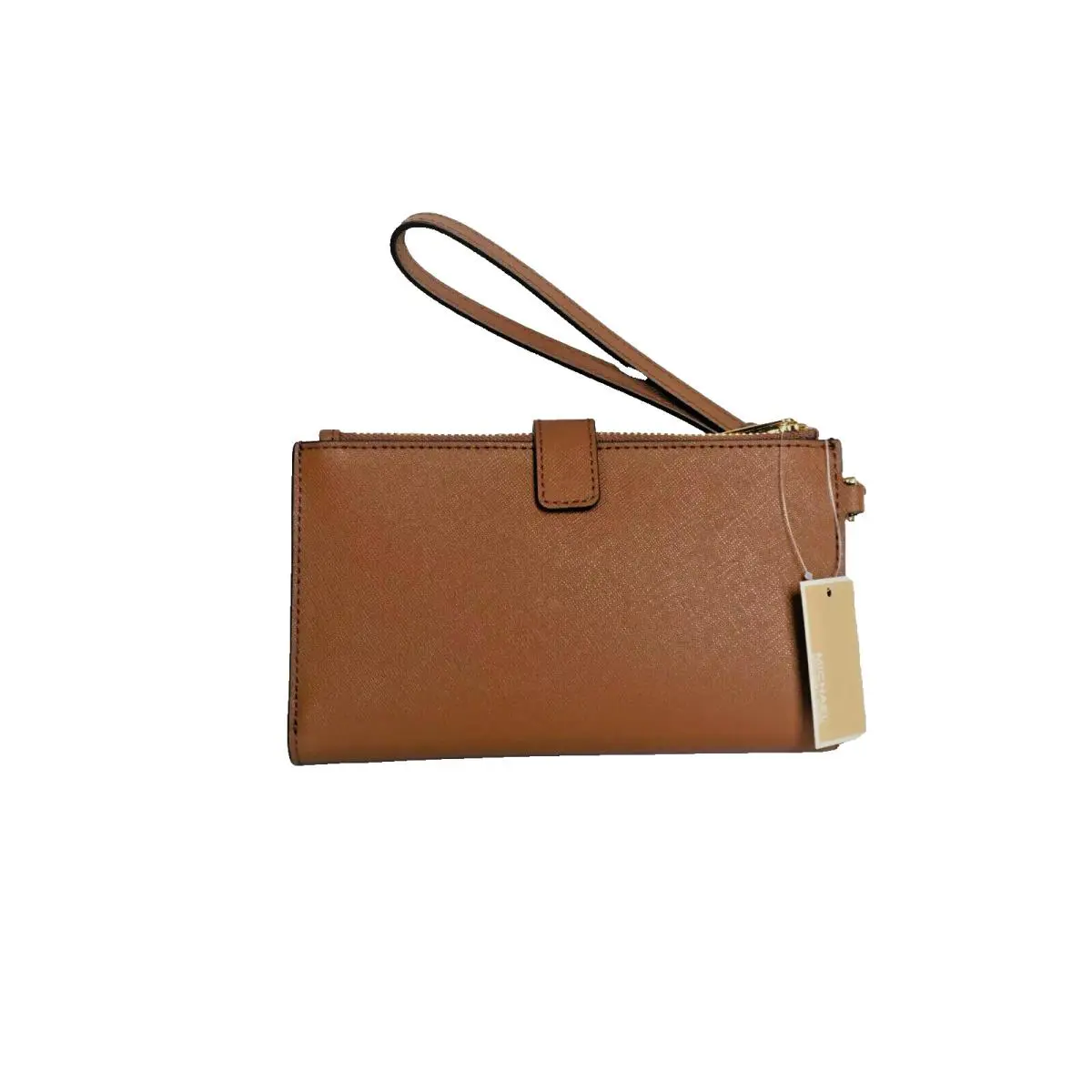 Michael Kors Jet Set Travel Leather Double Zip Wristlet Wallet Brown