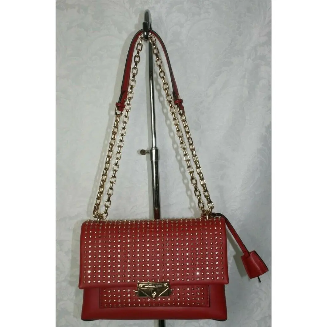 Michael Kors Cece Chain Strap Bright Red Medium Leather