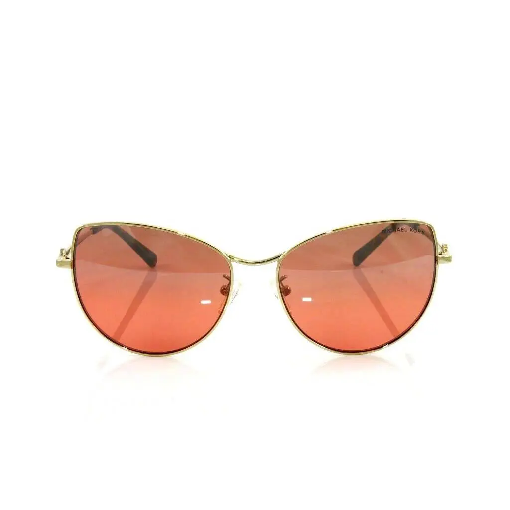 Michael Kors Women`s Sunglasses Cat-eye Light Gold W/silver Mirror Red Lens