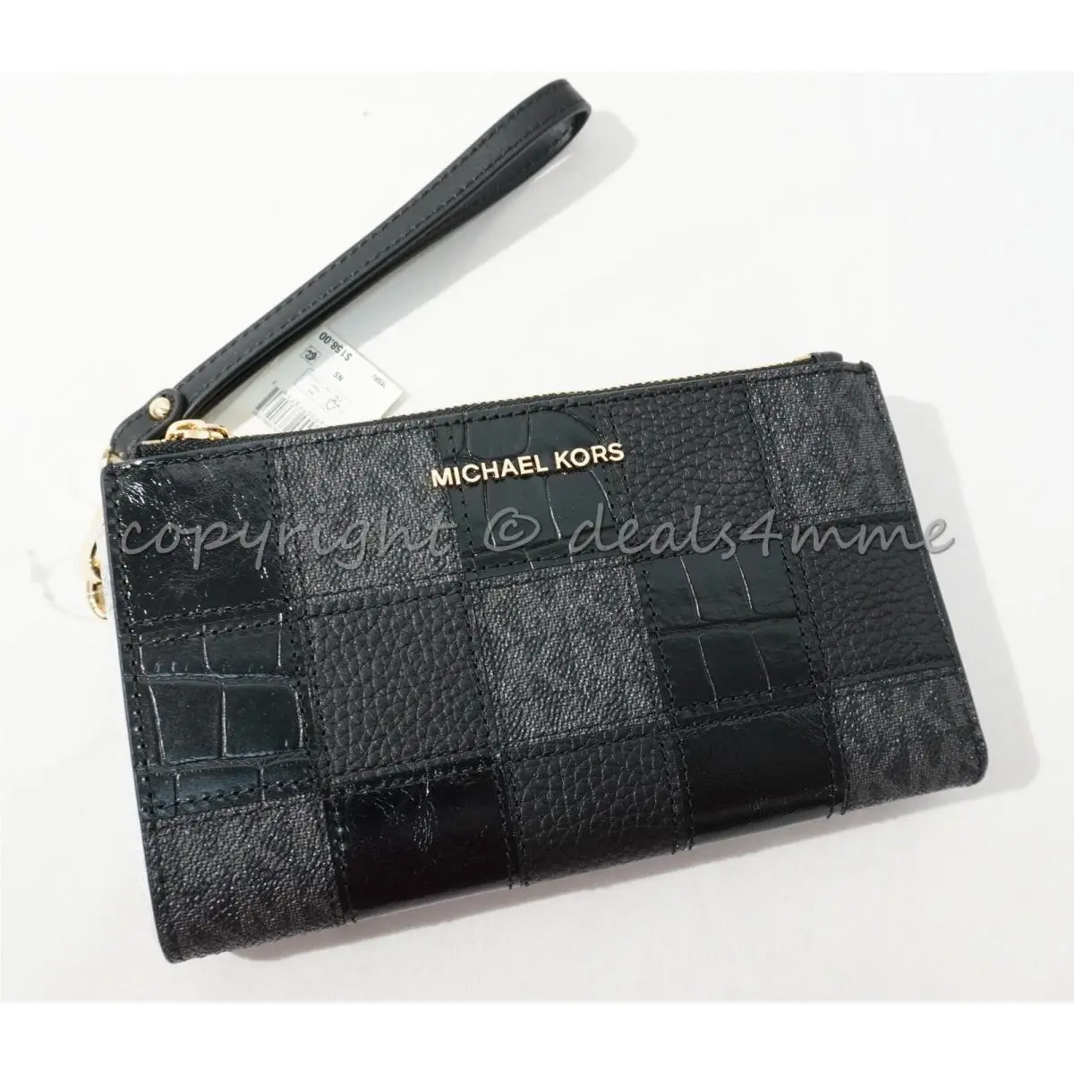 Michael Kors 32F1GJ6W40 Jet Set Double Zip Wallet / Wristlet in Black