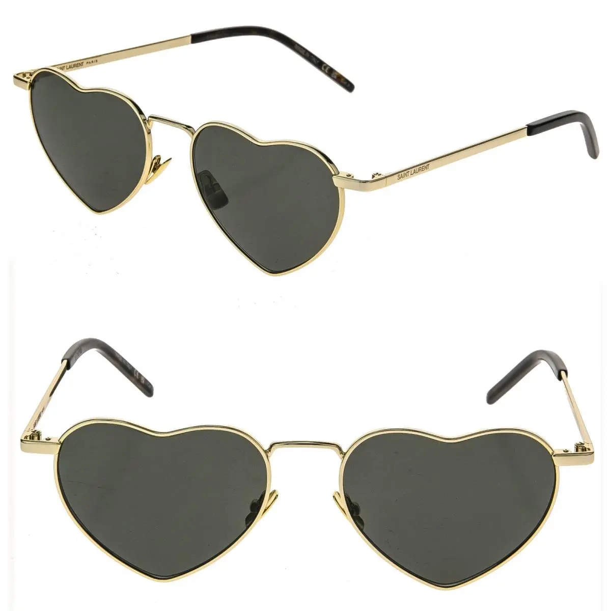 Saint Laurent SL301 Loulou 301 Ysl Gold Black Heart Metal Iconic Sunglasses 004 - Frame: Gold, Lens: Gray