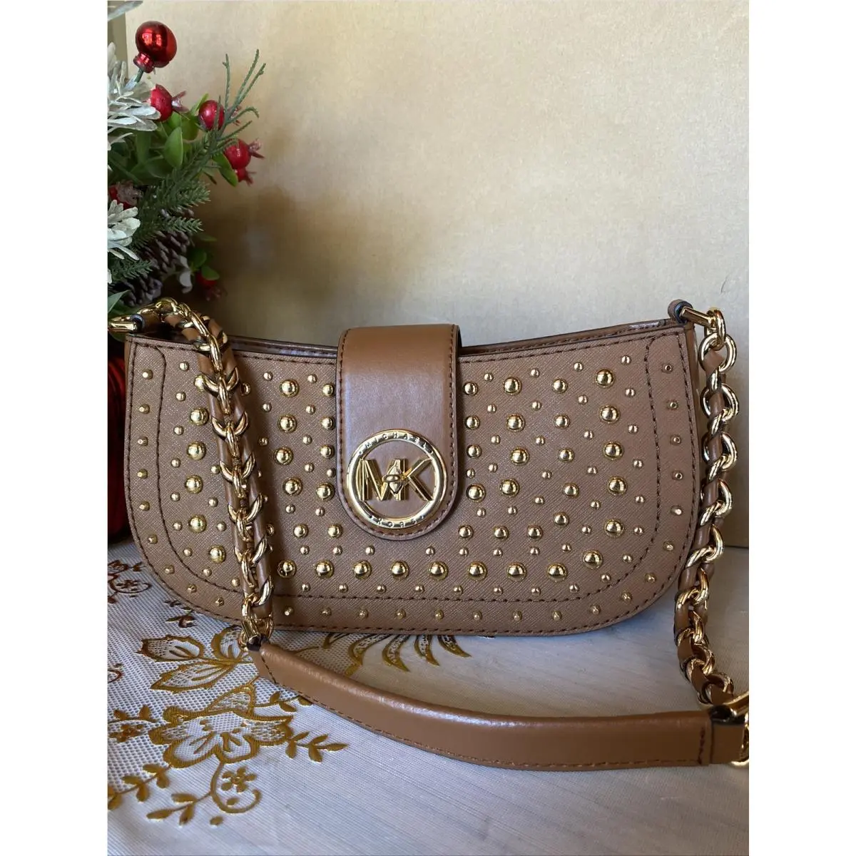 Michael M Kors Carmen Leather Pouchette