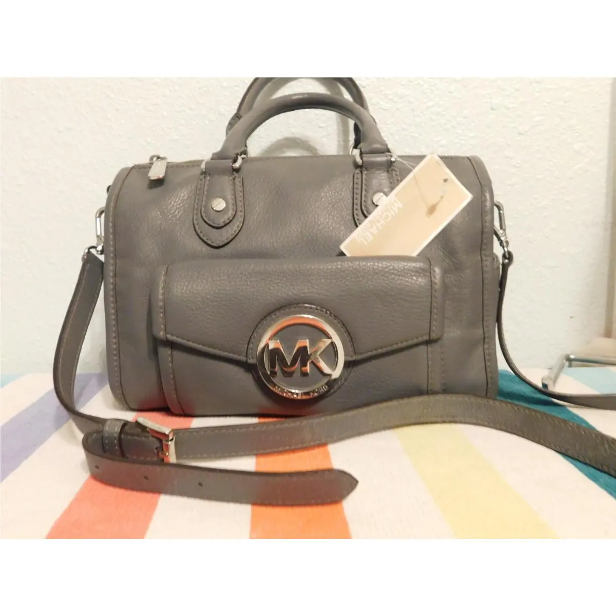 Michael Kors Margo Convertible Satchel Dark Slate Leather