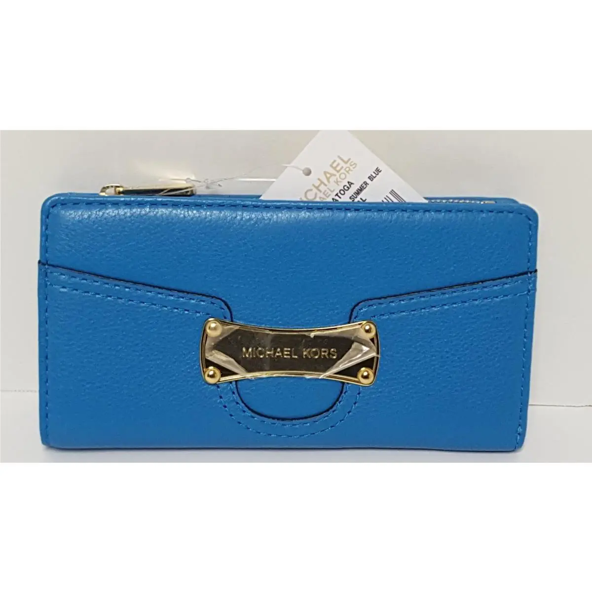 Michael Kors Saratoga Summer Blue T Z Continental Leather Wallet