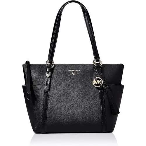 Michael Kors Sullivan Convertible Top Zip Leather Tote Black - Hardware: Silver, Exterior: Black, Lining: Black