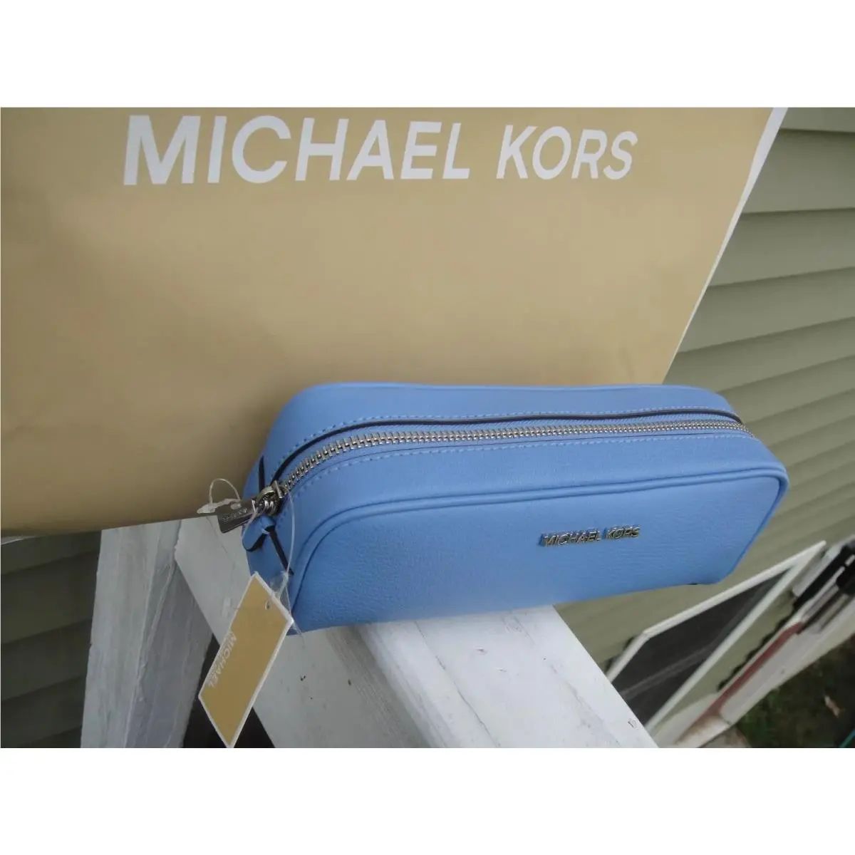 Michael Kors Giftables South Pacific Blue Medium Leather Makeup/ Pencil Case