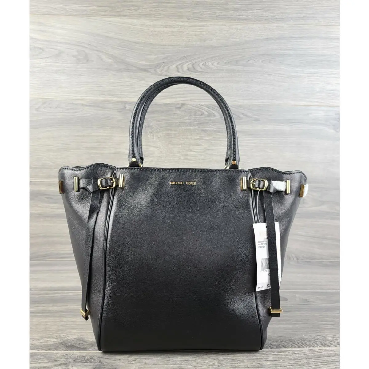 Michael Kors Tote Medium Leather Amelia Top Zip Handbag Black