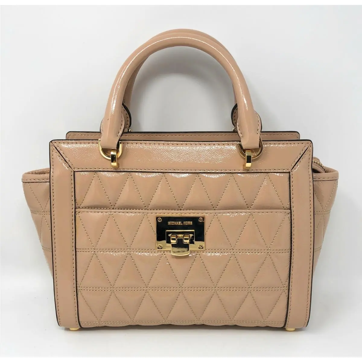 Vivianne Oyster Patent Leather Small Satchel Messenger Bag by Michael Kors