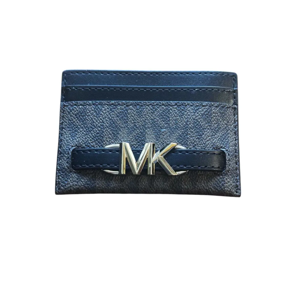 Michael Kors Reed Logo Card Holder Case- Signature Mks- Black Brown- Gold MK