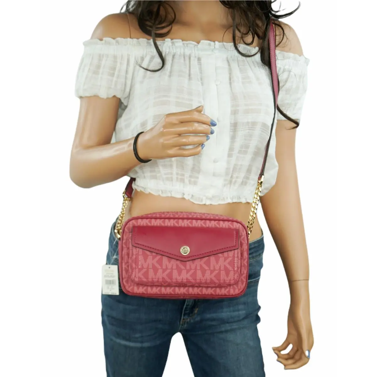 Michael Kors Jet Set Travel Pocket Camera Crossbody Bag MK Berry Multi